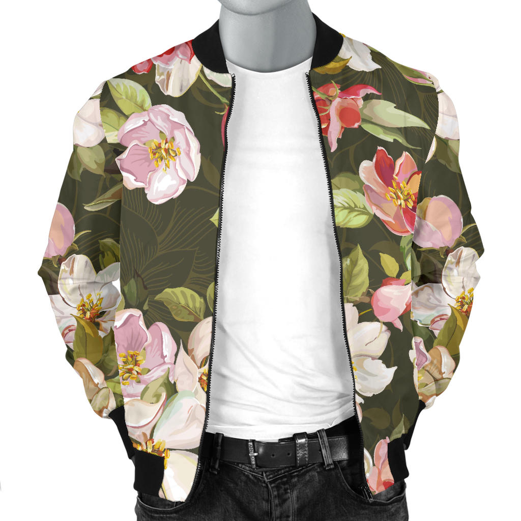 Apple blossom Pattern Print Design AB01 Men Bomber Jacket