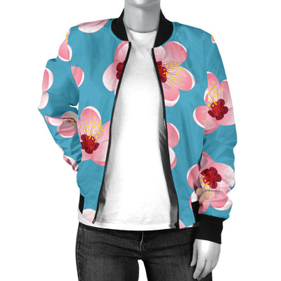 Cherry Blossom Pattern Print Design CB09 Women Bomber Jacket