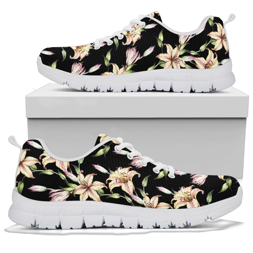 Lily Pattern Print Design LY05 Sneakers White Bottom Shoes