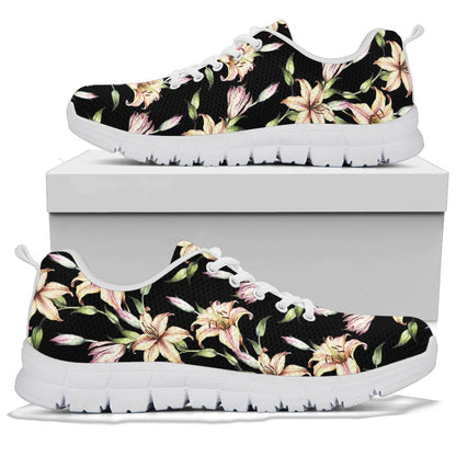 Lily Pattern Print Design LY05 Sneakers White Bottom Shoes