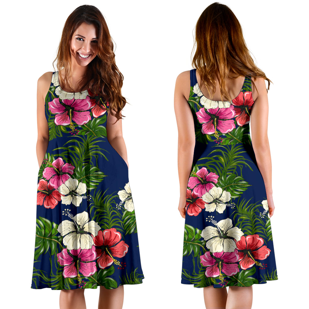 Hibiscus Pattern Print Design HB028 Midi Dress