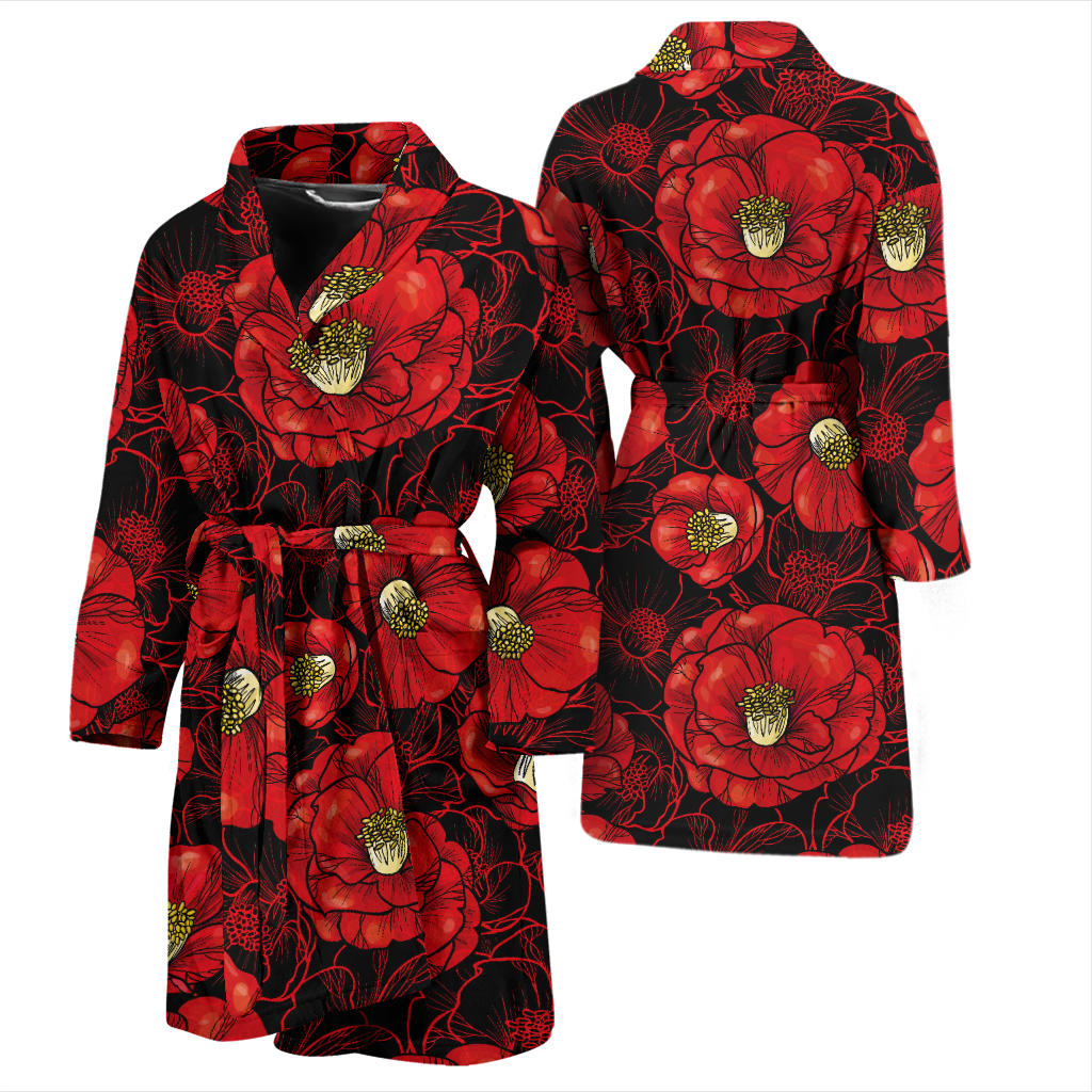 Camellia Pattern Print Design CM06 Men Bathrobe