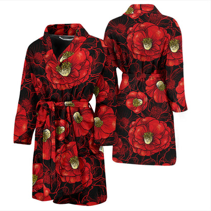 Camellia Pattern Print Design CM06 Men Bathrobe