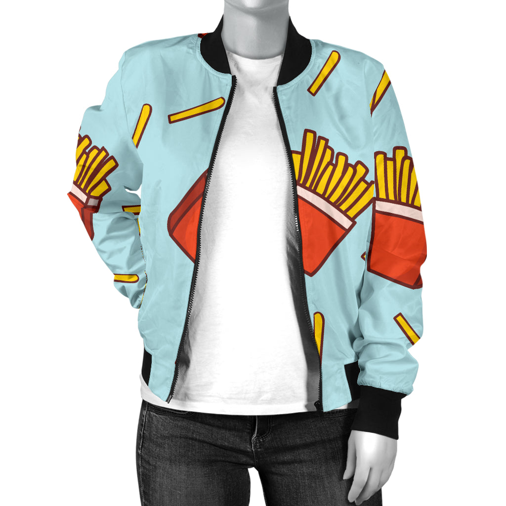 French Fried Pattern Print Design 02 Women's Bomber Jacket