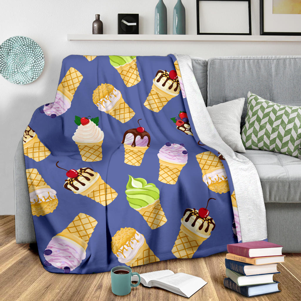 Ice Cream Pattern Print Design IC03 Fleece Blanket