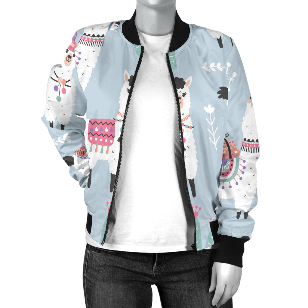 Llama Pattern Print Design 04 Women's Bomber Jacket