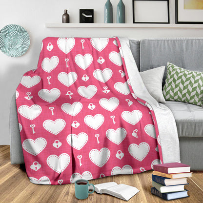 Heart Key Pattern Print Design HE09 Fleece Blanket