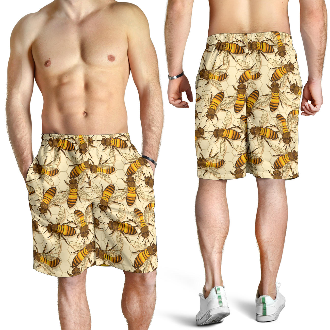 Bee Pattern Print Design BEE05 Mens Shorts