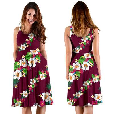 Hawaiian Themed Pattern Print Design H06 Midi Dress