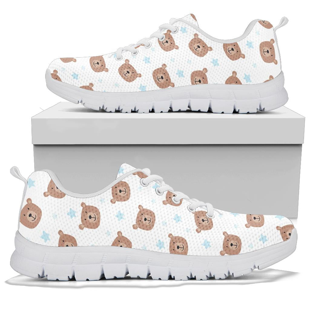 Bear Pattern Print Design BE02 Sneakers White Bottom Shoes