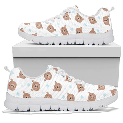 Bear Pattern Print Design BE02 Sneakers White Bottom Shoes