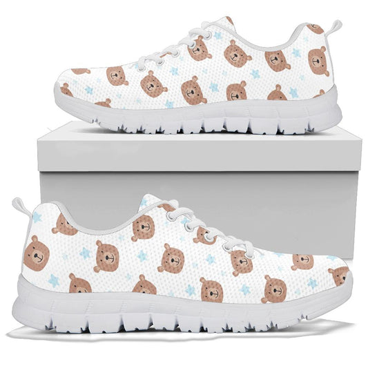 Bear Pattern Print Design BE02 Sneakers White Bottom Shoes
