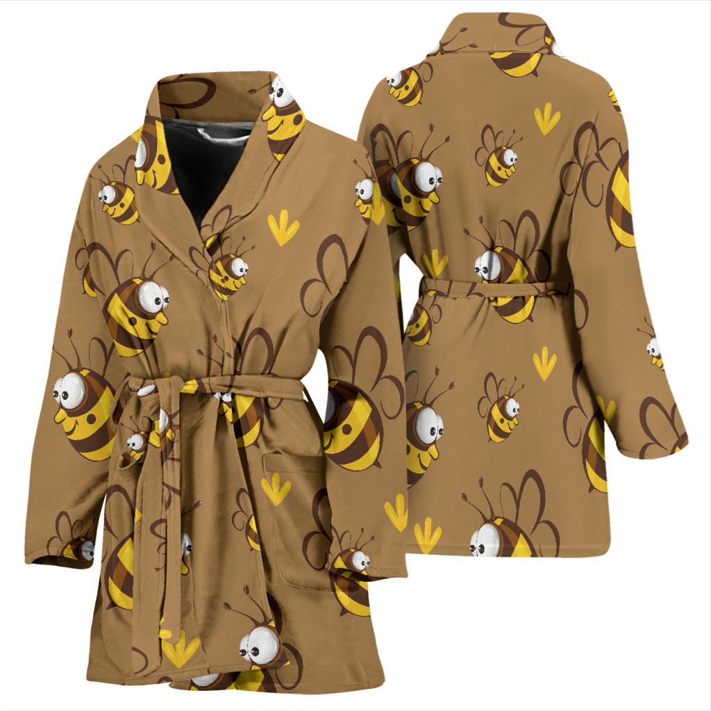 Bee Pattern Print Design BEE09 Women Bathrobe