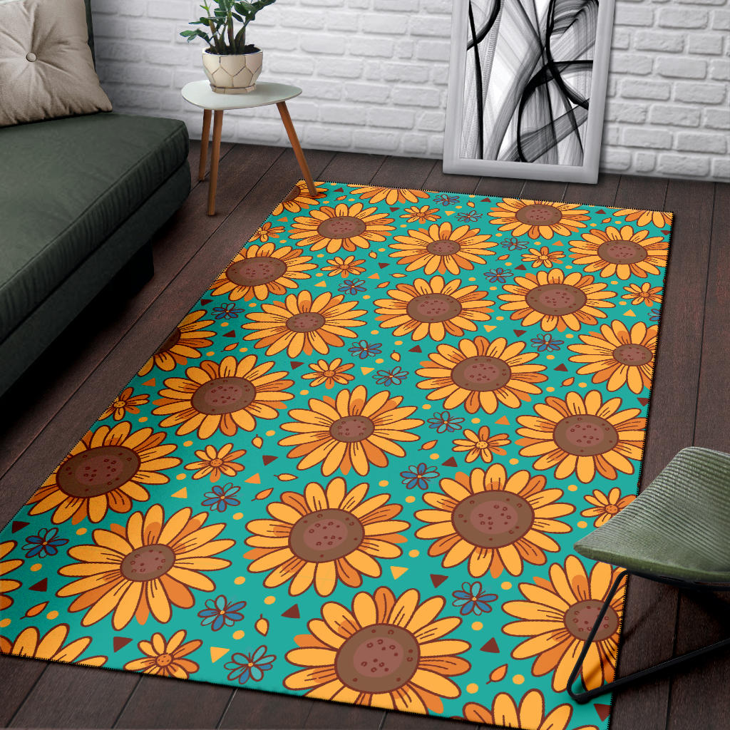 Sunflower Pattern Print Design SF013 Area Rugs