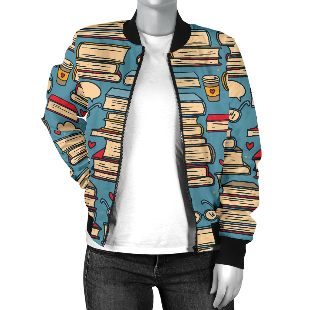 Book Pattern Print Design 03 Women's Bomber Jacket