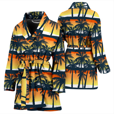 Palm Tree Pattern Print Design PT011 Women Bathrobe