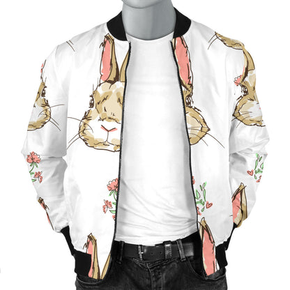Rabbit Pattern Print Design RB09 Men Bomber Jacket