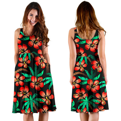 Hawaiian Themed Pattern Print Design H022 Midi Dress