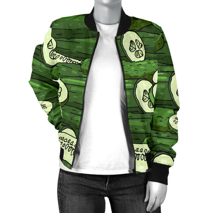 Cucumber Pattern Print Design CC01 Women Bomber Jacket