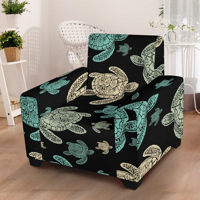 Sea Turtle Stamp Pattern Armchair Slipcover