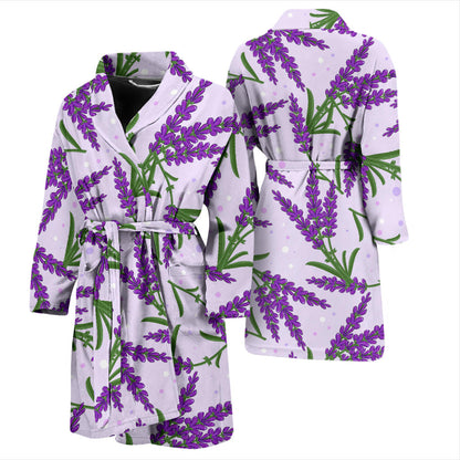 Lavender Pattern Print Design LV02 Men Bathrobe