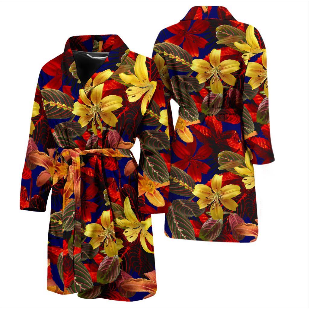 Lily Pattern Print Design LY014 Men Bathrobe