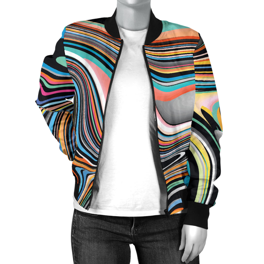 Liquid Pattern Print Design 02 Women's Bomber Jacket
