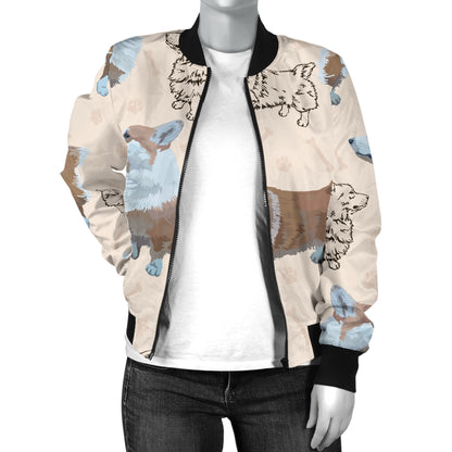 Pembroke Welsh Corgis Pattern Print Design A03 Women's Bomber Jacket