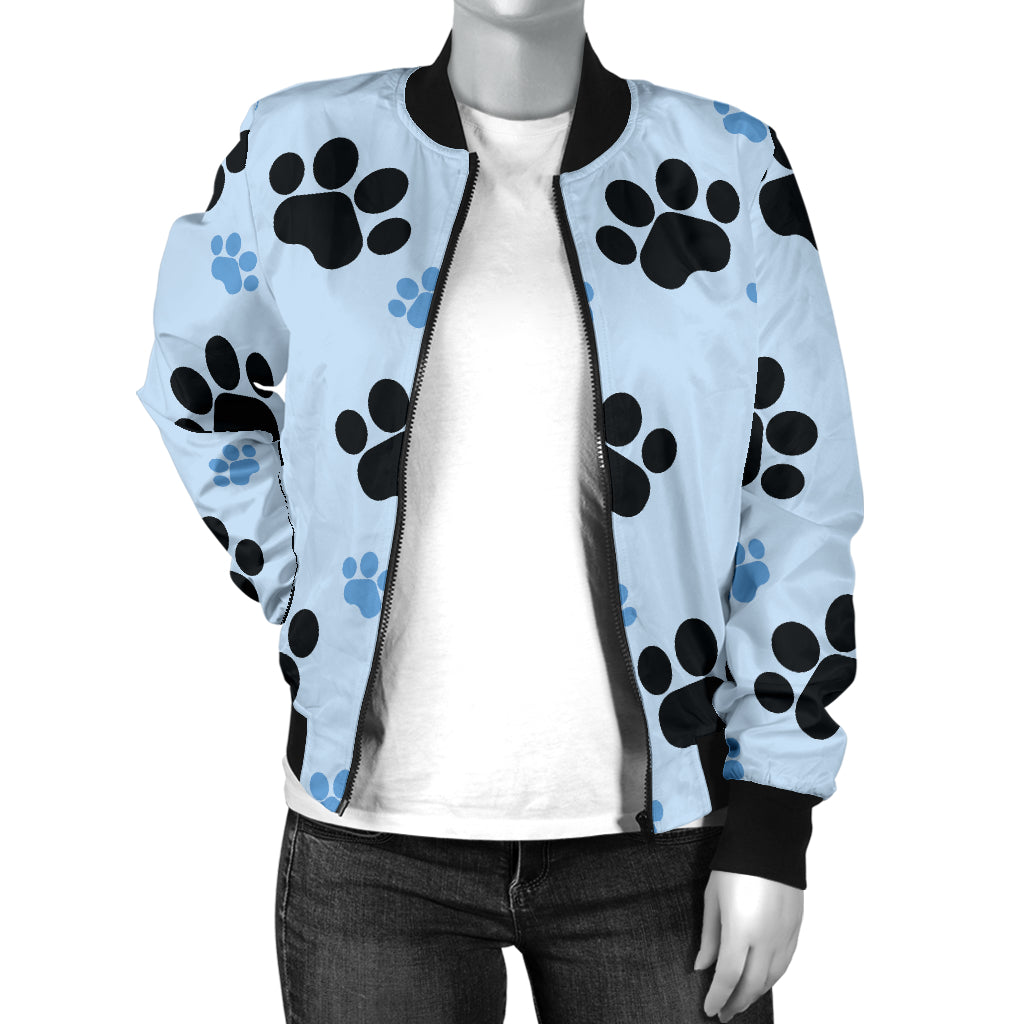 Paw Pattern Print Design A04 Women's Bomber Jacket