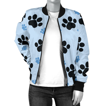 Paw Pattern Print Design A04 Women's Bomber Jacket