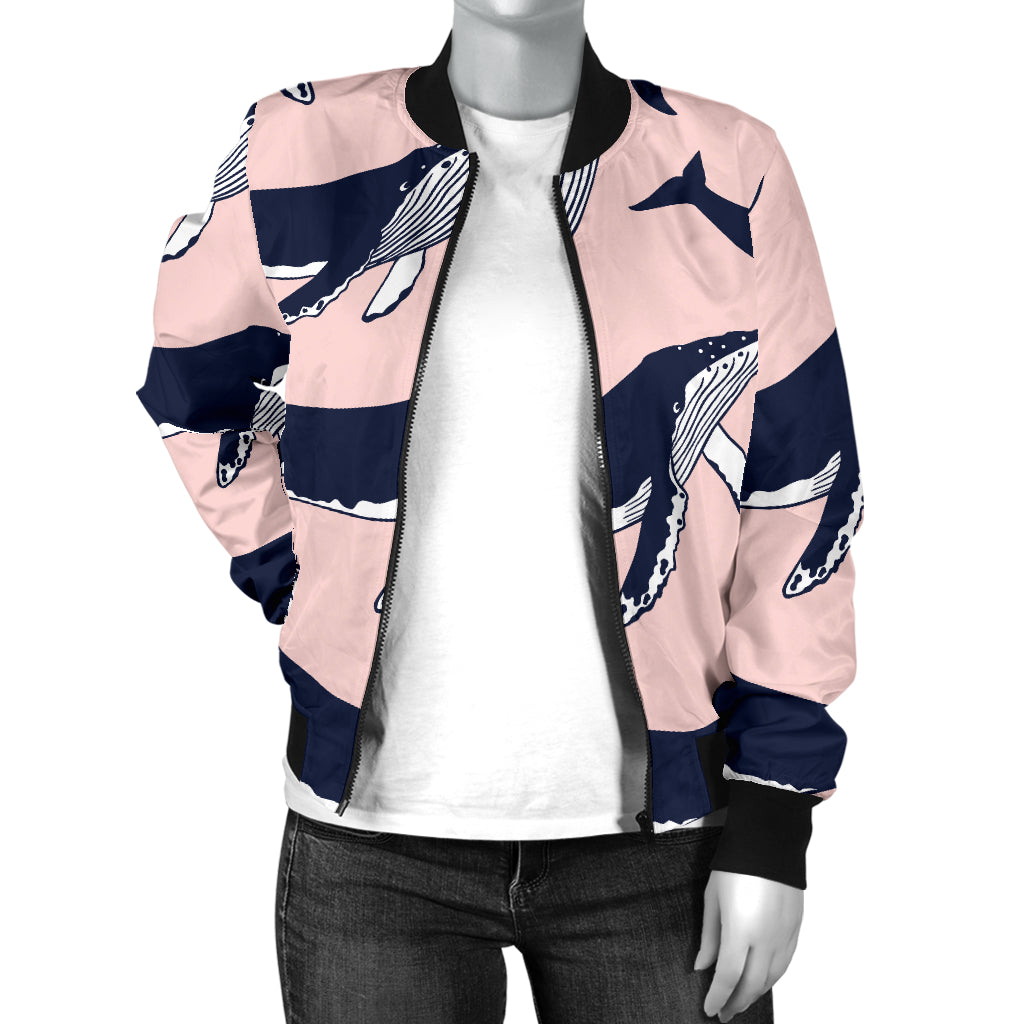 Humpback Whale Pattern Print Design 02 Women's Bomber Jacket