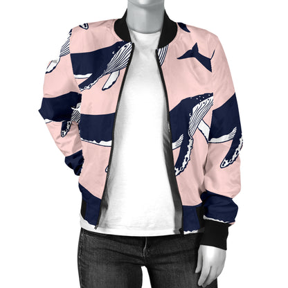 Humpback Whale Pattern Print Design 02 Women's Bomber Jacket