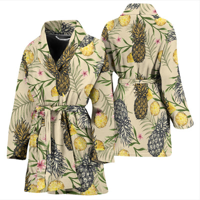 Pineapple Pattern Print Design PP012 Women Bathrobe