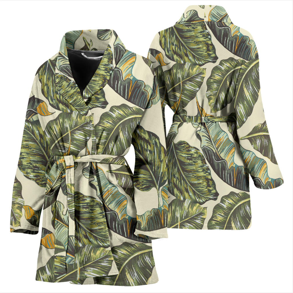 Banana Leaf Pattern Print Design BL08 Women Bathrobe