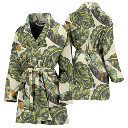 Banana Leaf Pattern Print Design BL08 Women Bathrobe