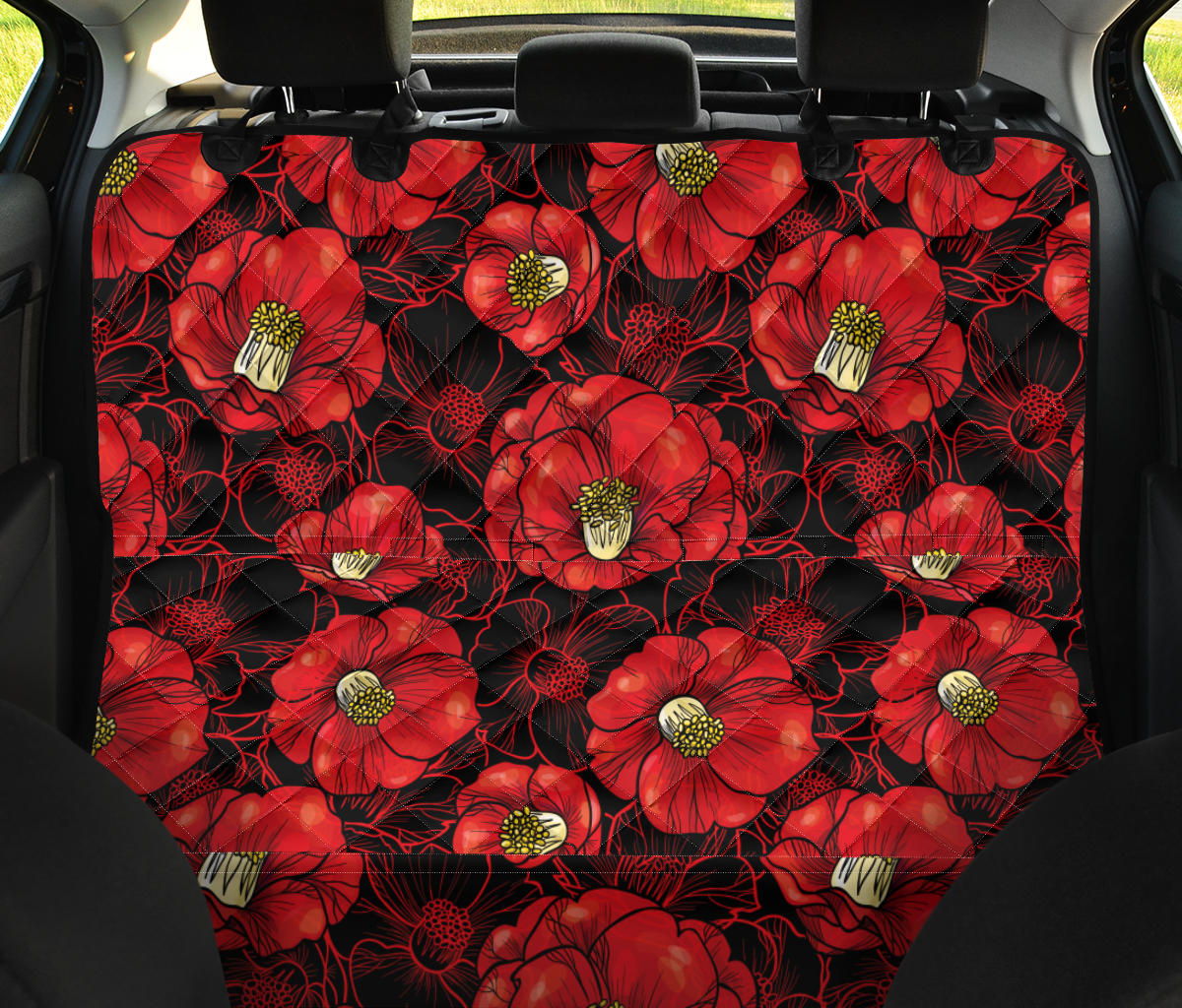 Camellia Pattern Print Design CM06 Rear Dog  Seat Cover