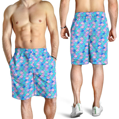 Mermaid Scales Pastel Pattern Print Design 07 Mens Shorts