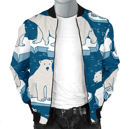 Polar Bear Pattern Print Design PB03 Men Bomber Jacket