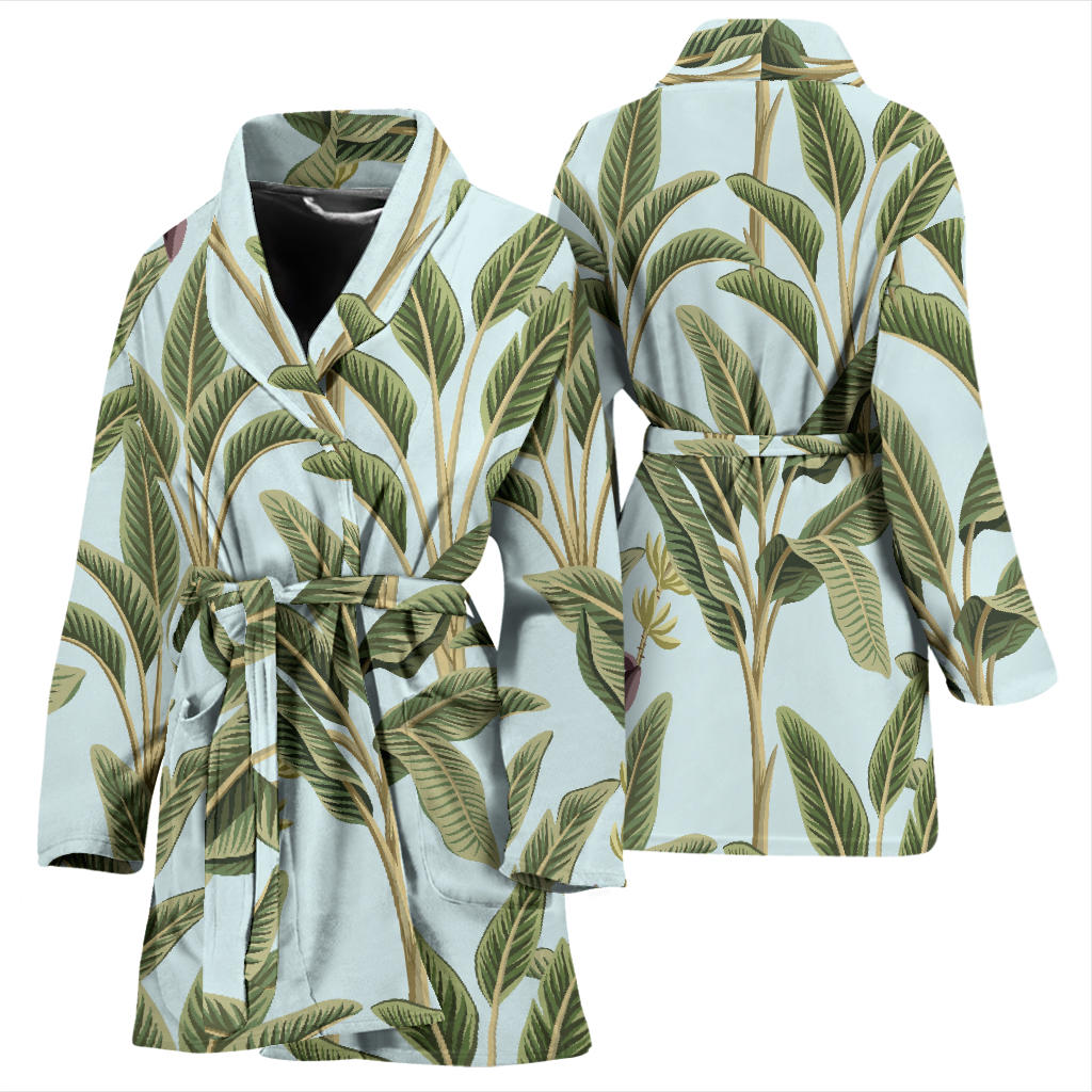 Banana Leaf Pattern Print Design BL03 Women Bathrobe