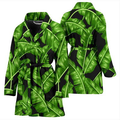 Banana Leaf Pattern Print Design BL01 Women Bathrobe