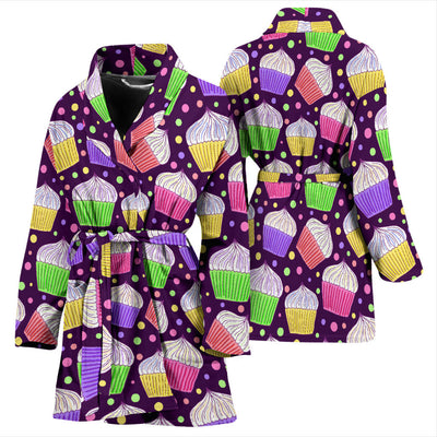 Cupcake Pattern Print Design CP07 Women Bathrobe