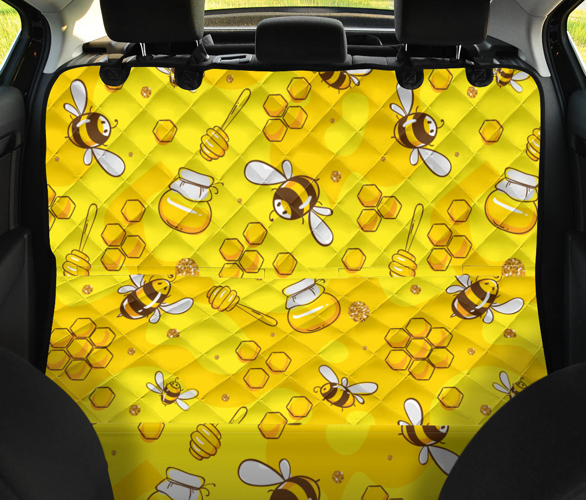 Bee Pattern Print Design BEE01 Rear Dog  Seat Cover