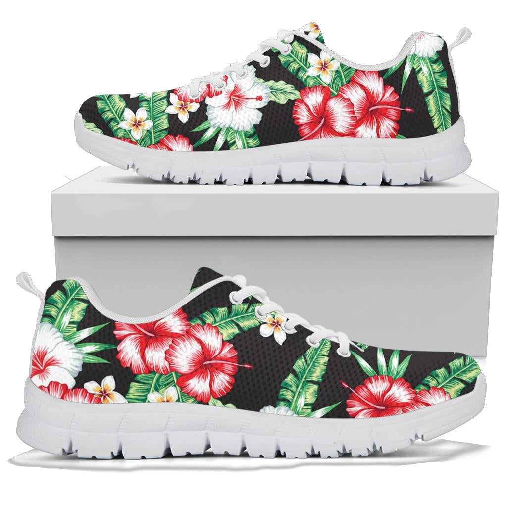 Hawaiian flower tropical leaves Sneakers White Bottom Shoes