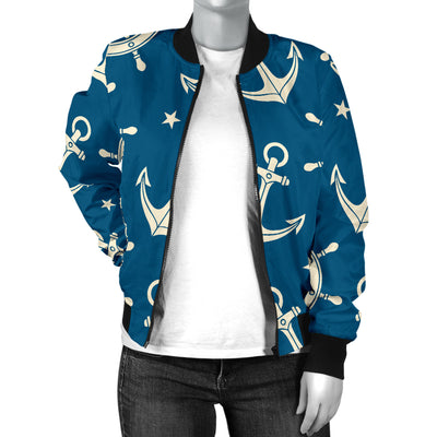 Anchor Pattern Print Design 01 Women's Bomber Jacket