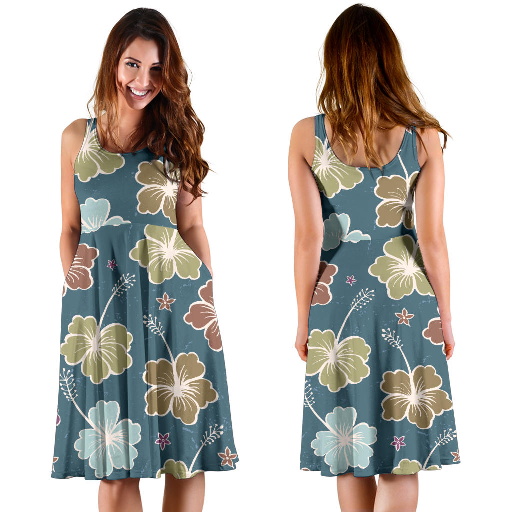 Hibiscus Pattern Print Design HB033 Midi Dress