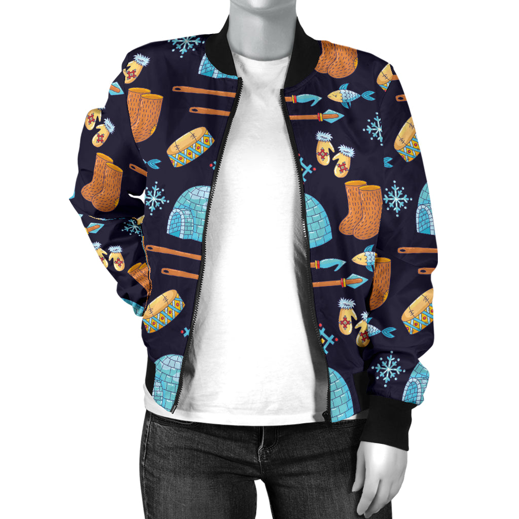 Eskimo Pattern Print Design 02 Women's Bomber Jacket