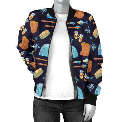 Eskimo Pattern Print Design 02 Women's Bomber Jacket