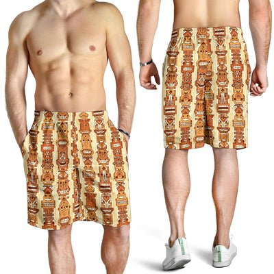 Tiki Orange Vertical Pattern Mens Shorts