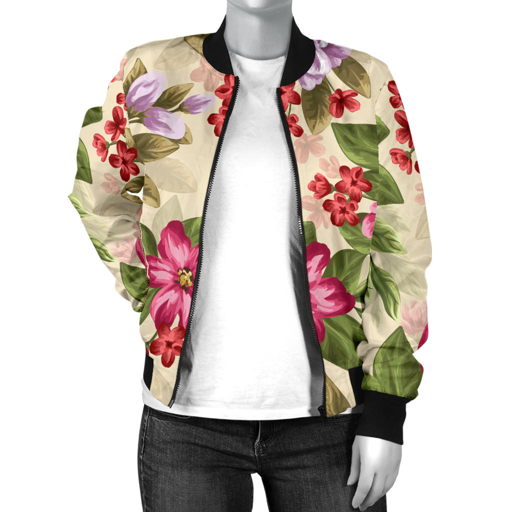 Summer Floral Pattern Print Design SF08 Women Bomber Jacket