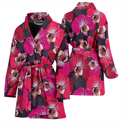 Orchid Red Pattern Print Design OR05 Women Bathrobe